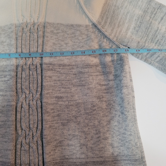 Karen Scott Women's Size LP Long Sleeve Sweater Cream & Gray - Picture 5 of 9